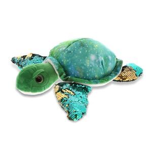 DolliBu Green Sea Turtle Space Flip Sequin Plush 13 Inch, Flipping Reversible S